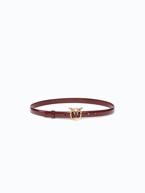 PINKO SHINY LEATHER BELT WITH LOVE BIRDS BUCKLE, 2 CM