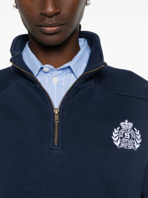 Sporty & Rich Sporty & Rich Crest-embroidered Quarter-zip Sweatshirt