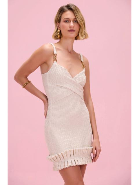 PatBO GOLDEN KNIT RUFFLES MINI DRESS
