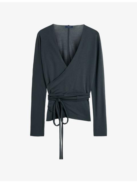 soeur Luth Reversible Wrap-Front Cotton-Blend Top