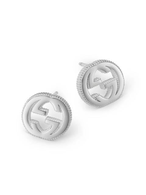GUCCI Sterling Silver Interlocking G Stud Earrings