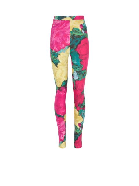Balmain Jersey leggings with roses print