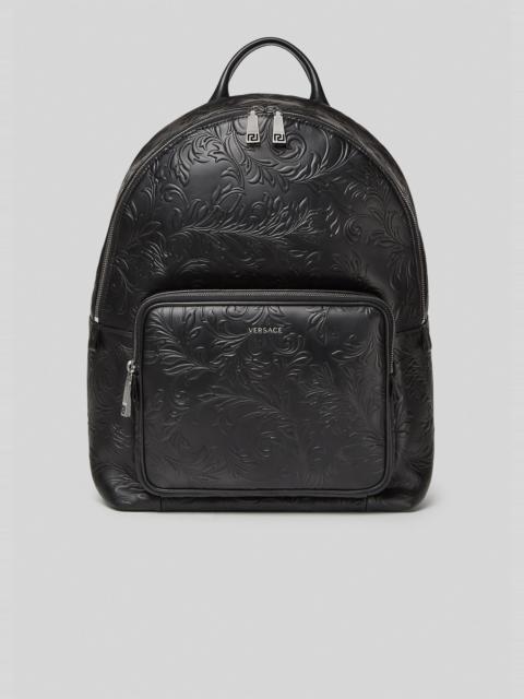 VERSACE Embossed Barocco Leather Backpack