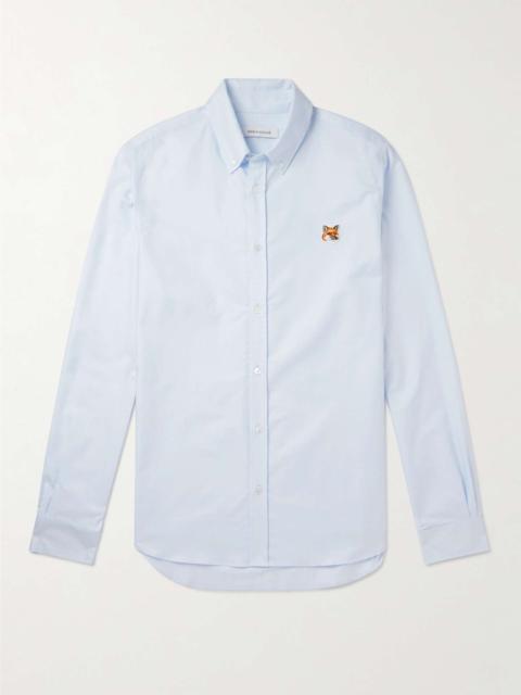 Maison Kitsuné Button-Down Collar Logo-Embroidered Cotton-Poplin Shirt