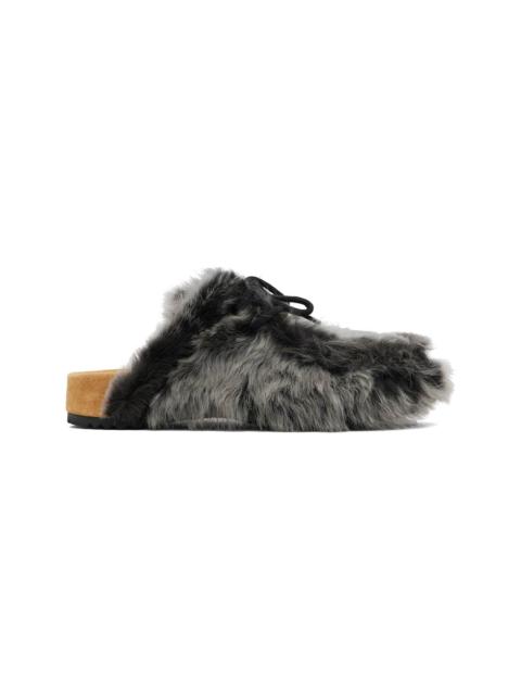 Dries Van Noten Gray Shearling Clogs