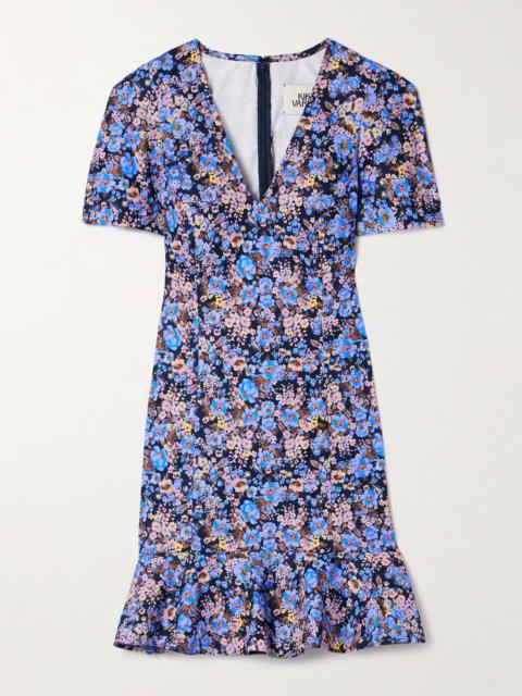 KIKA VARGAS Zeina ruffled floral-print twill mini dress Purple