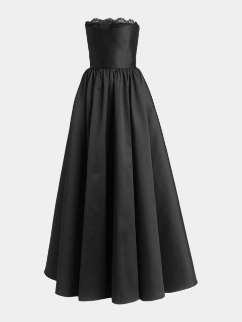 Alexander McQueen Strapless Lace-Trim Corset Fit-&-Flare Gown