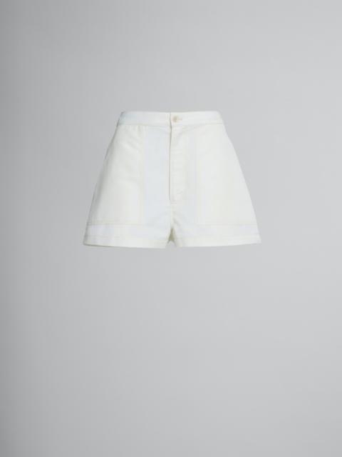 WHITE SHORTS IN TECHNICAL COTTON-LINEN