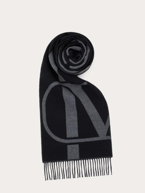 Valentino Cashmere and Wool VLogo Jacquard Scarf 35x180 cm