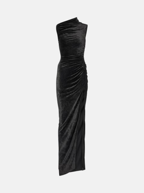 Lilies Svita ruched velvet jersey gown