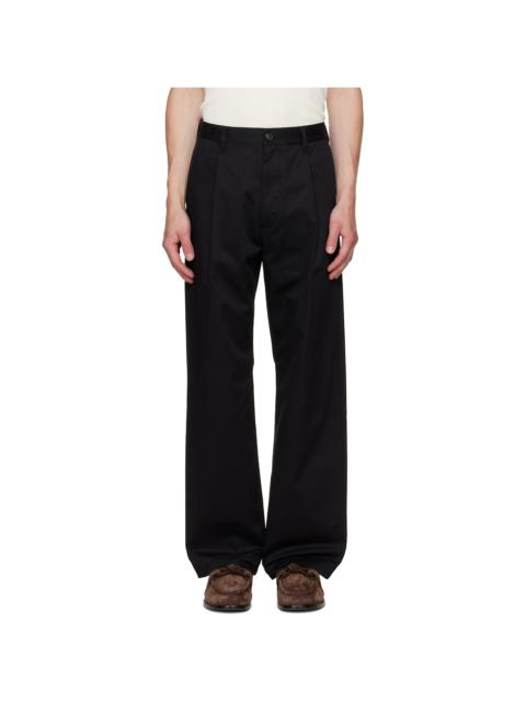vowels Black Pleated Trousers