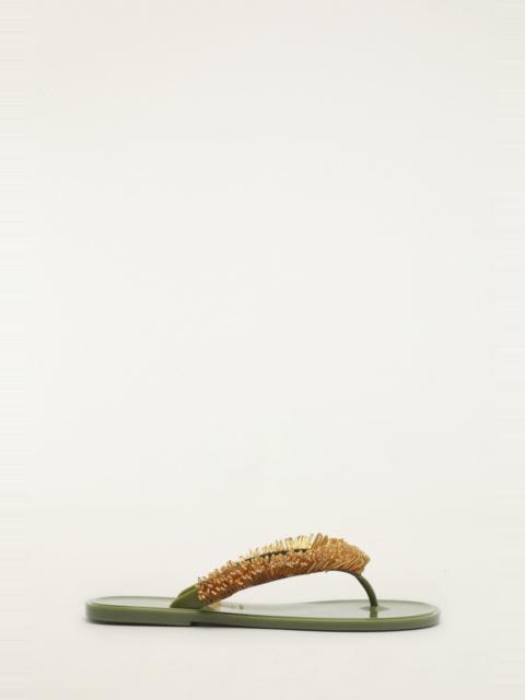 FARM RIO Green Beaded Splash Jelly Sandal