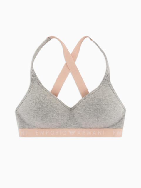 EMPORIO ARMANI ASV Iconic organic-cotton padded bralette with logo underband