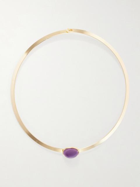 Jennifer Behr Elaine gold-plated amethyst necklace Dark purple