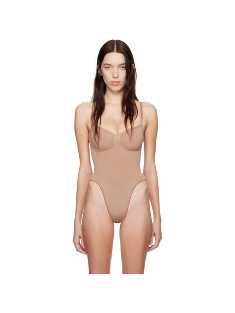 SKIMS Tan Seamless Sculpt Thong Bodysuit