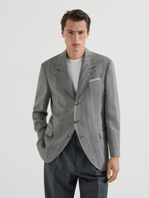 Brunello Cucinelli Hemp, virgin wool and silk chevron Tailor blazer