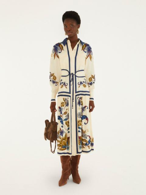 FARM RIO Golden Nature Belted Midi Dress