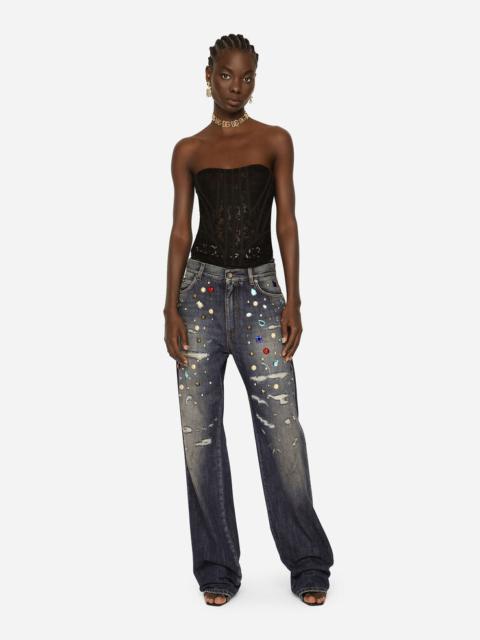 Jeans with rhinestone details