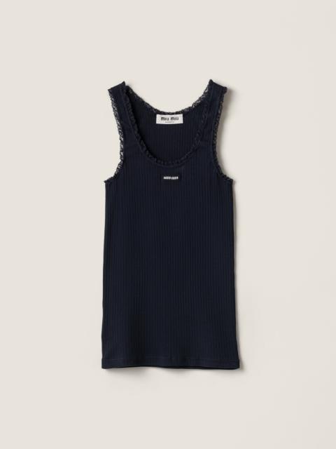 Miu Miu Garment-dyed cotton tank top