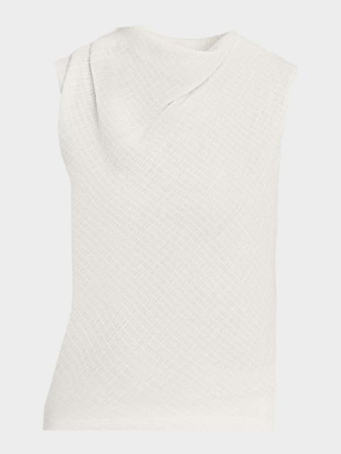 Vince Shadow Grid Cowl-Neck Top