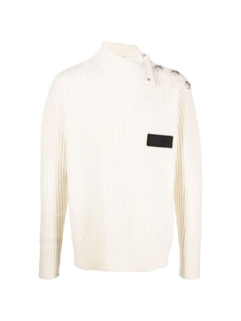 button-embossed knitted jumper