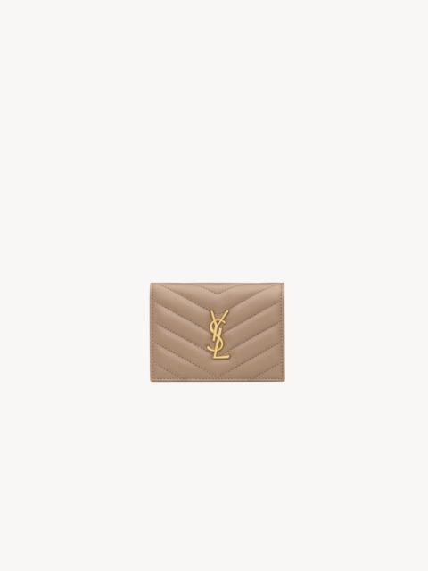 SAINT LAURENT CASSANDRE MATELASSÉ FLAP CARD CASE IN LAMBSKIN