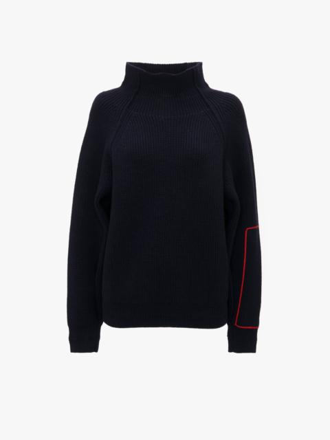 Victoria Beckham Oversized Polo Neck Jumper In Navy