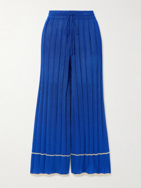 CALLE DEL MAR Ribbed-knit Wide-leg Pants