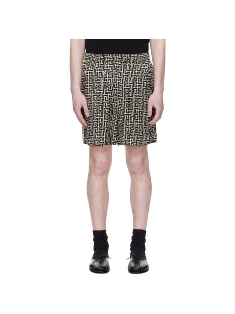 Balmain Black & White Monogram Pyjama Shorts