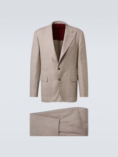 Brunello Cucinelli Prince of Wales check silk, wool, and cashmere suit