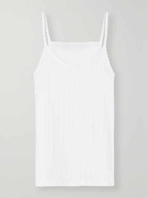 LESET Pointelle-knit Cotton-jersey Tank