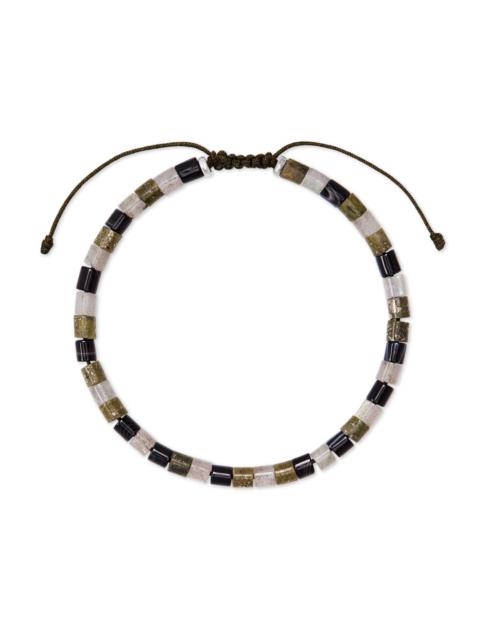 KENDRA SCOTT Grey Oxidized Sterling Silver Corded Bracelet in Olive Mix