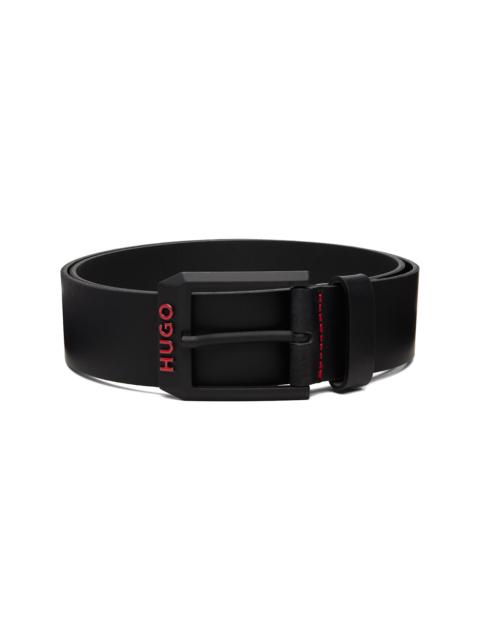 HUGO Black Italian Leather Belt