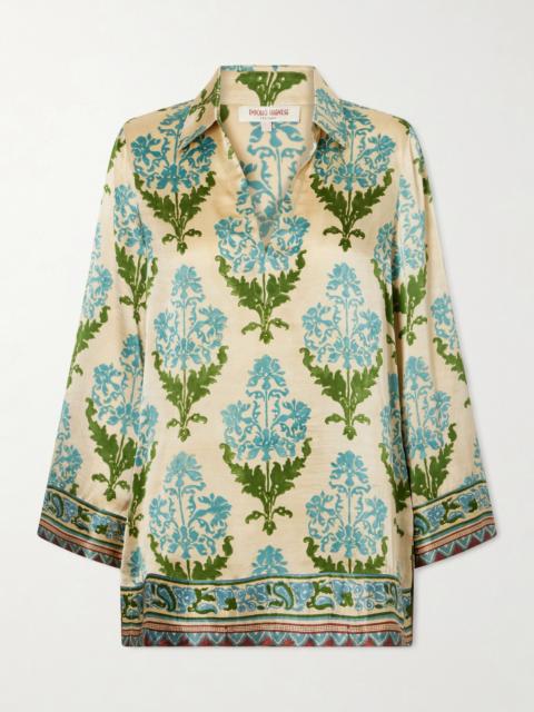 EMPORIO SIRENUSE Jila Three Floral-print Silk-satin Shirt