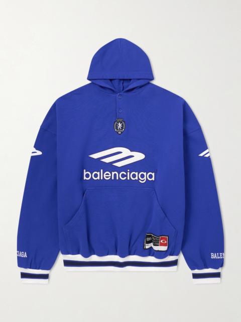 BALENCIAGA Logo-Embroidered Cotton-Jersey Hoodie