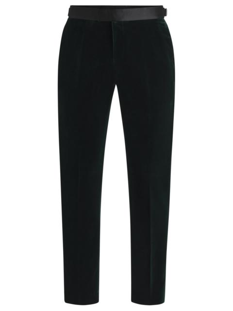 BOSS SLIM-FIT TUXEDO TROUSERS IN COTTON VELVET
