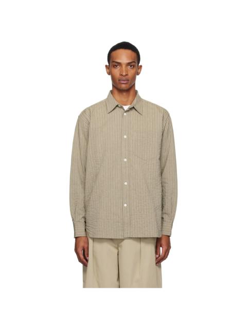 Beige Mo Oversized Striped Shirt