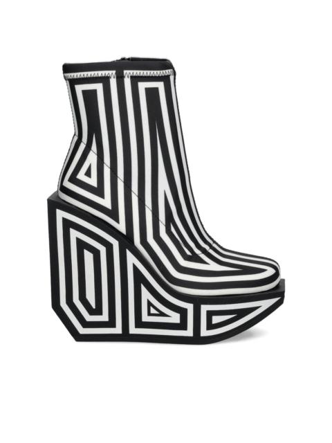 UNITED NUDE striped-print wedge ankle boots