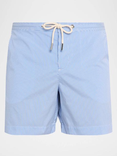 ORLEBAR BROWN Men's Bulldog Mid-Length Seersucker Stripe Swim Shorts