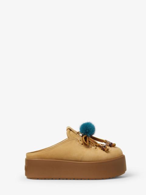 FENDI Apres Chic Light brown nubuck leather sabots