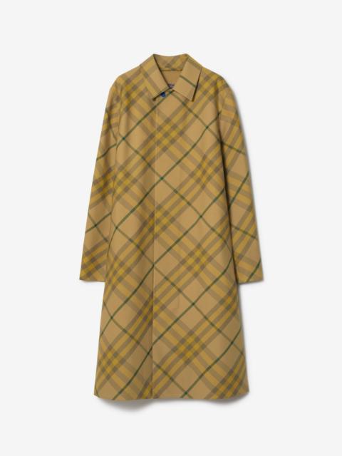 Long Check Wool Car Coat