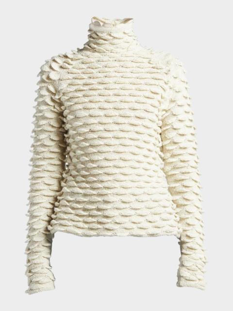 Bottega Veneta Fish Scale Wool High-Neck Sweater