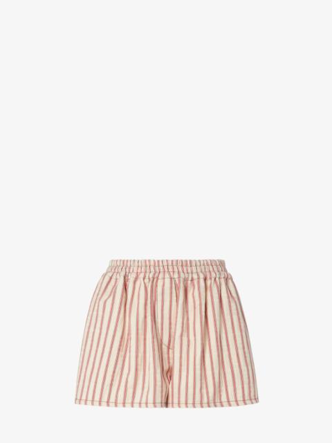 FENDI Shorts Beige FF denim shorts with red stripes