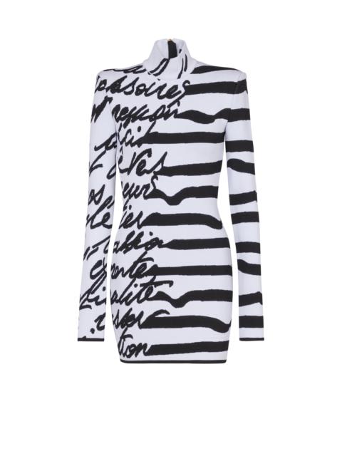 Balmain Striped "Love Letter" jacquard knit dress