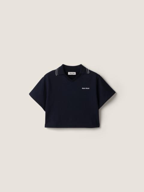 Miu Miu Cropped cotton fleece sweatshirt