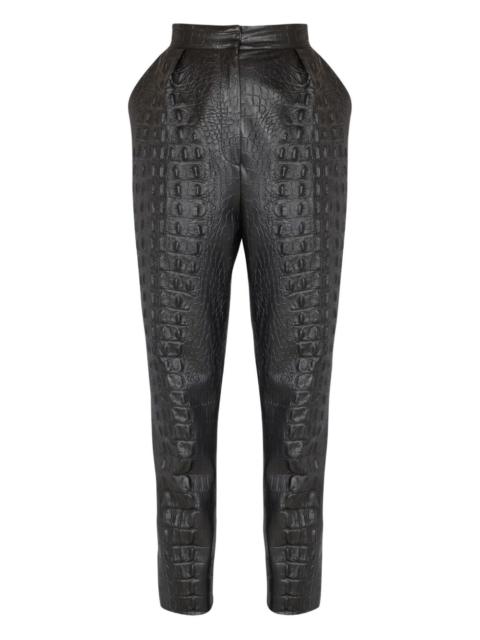 Balmain crocodile-effect embossed high-waisted trousers
