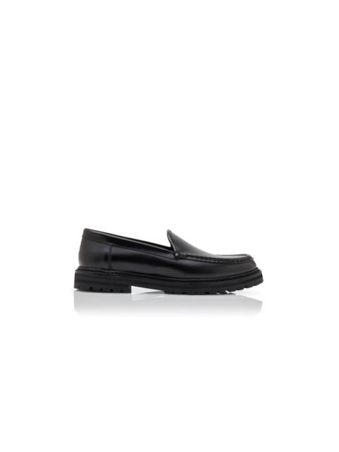 Manolo Blahnik Black Calf Leather Loafers