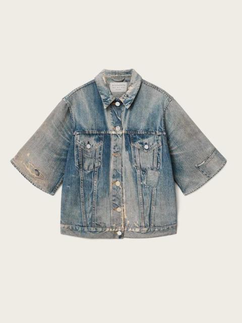 ALLSAINTS JUNI TERRY SHORT SLEEVE ILLUSION OF DENIM SHIRT