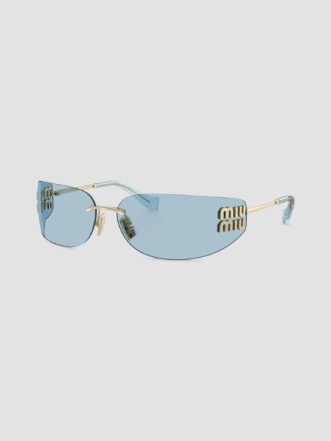 Miu Miu Women's 75MM Shield Sunglasses - Blue Gold