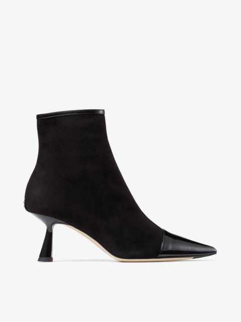 JIMMY CHOO Kix/z 65
Black Patent and Suede Ankle Boots